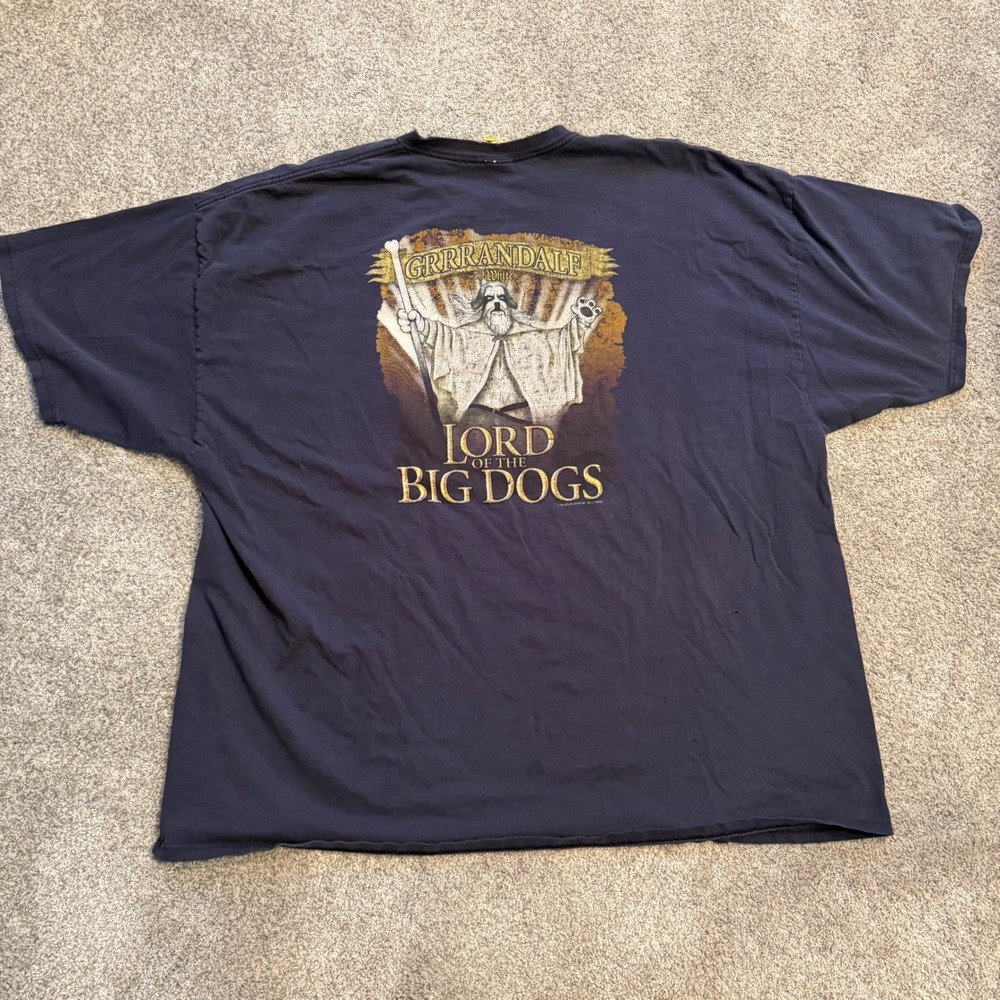 Vintage Big Dogs Grrrandalf Lord of the Big Dogs Parody T-Shirt Navy Blue 3XL